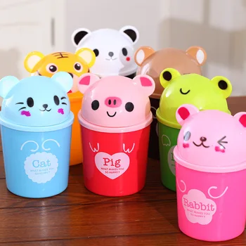 

Creative Mini Desktop Trash Bin Cartoon Animal Desk with Cap Small Trash Can Living Room Debris Storage Bucket