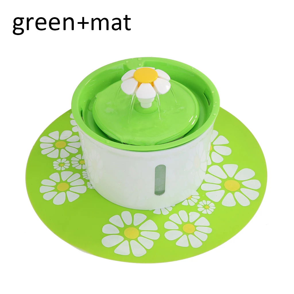 Electric Pet Mute Drinker Automatic Pet Drinking Fountain Dispenser 1.6L Health Caring Cat Water Fountain Feeder With Filter - Цвет: Green with Mat US