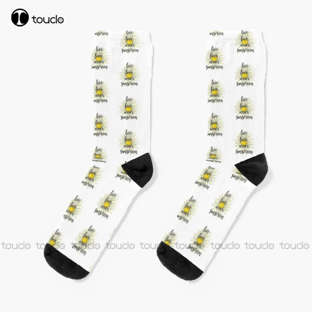 

Live, Love, Wear Sunscreen (Wear Spf!!) Socks Unisex Adult Teen Youth Socks Personalized Custom 360° Digital Print Funny Sock