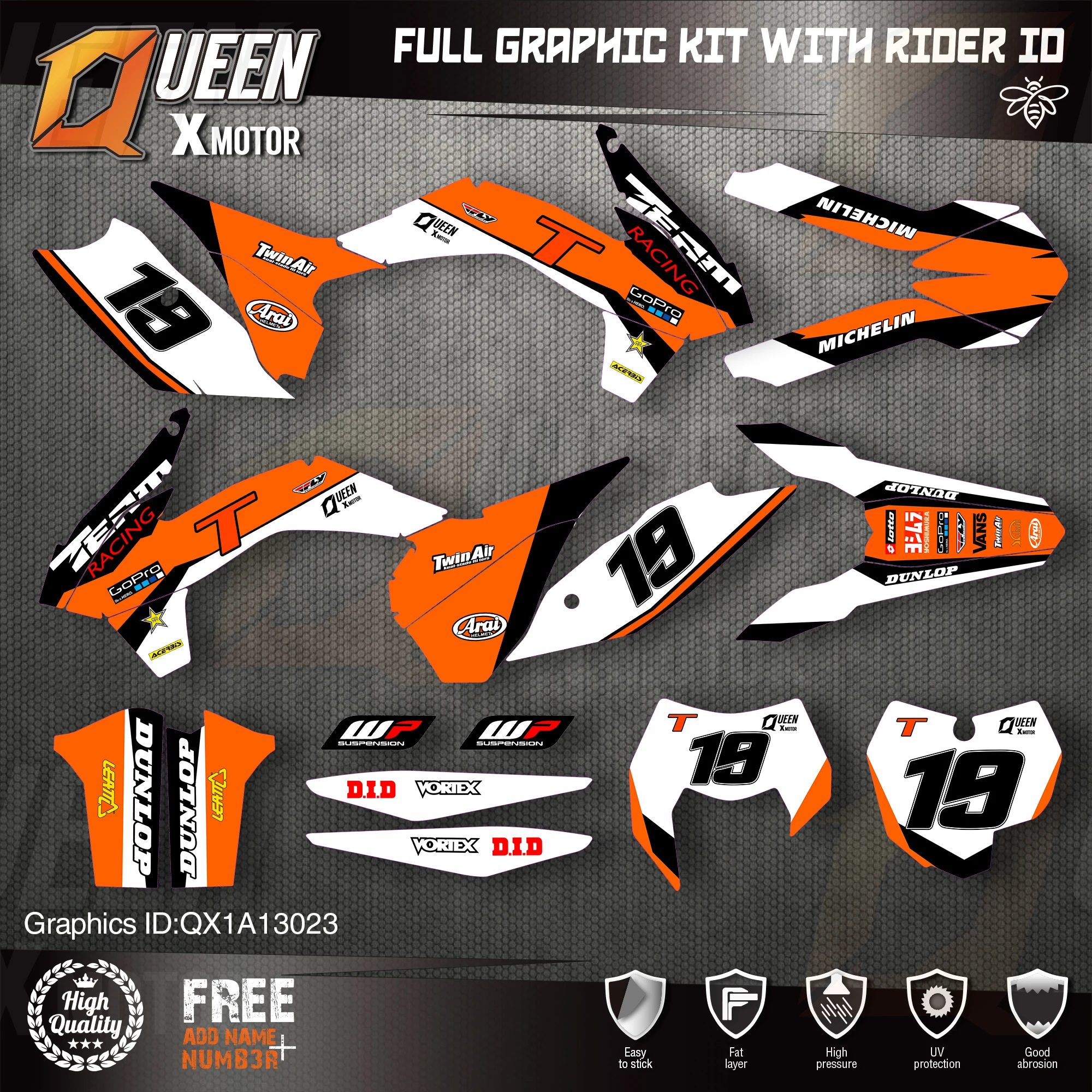 QUEEN X MOTOR Custom Team графические наклейки 3M Набор наклеек для KTM 2013 2014 2015 SX SXF 2016 EXC XC W