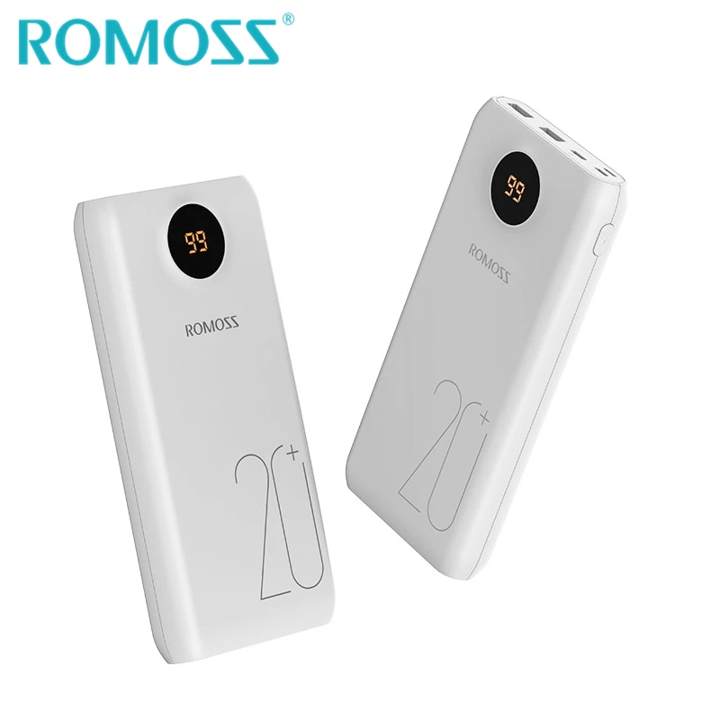 ROMOSS 20000 мАч SW20 PS+ внешний аккумулятор, внешняя батарея, зарядка 18 Вт/22,5 Вт QC3.0, быстрая зарядка, светодиодный дисплей для HUAWEI MI iPhone