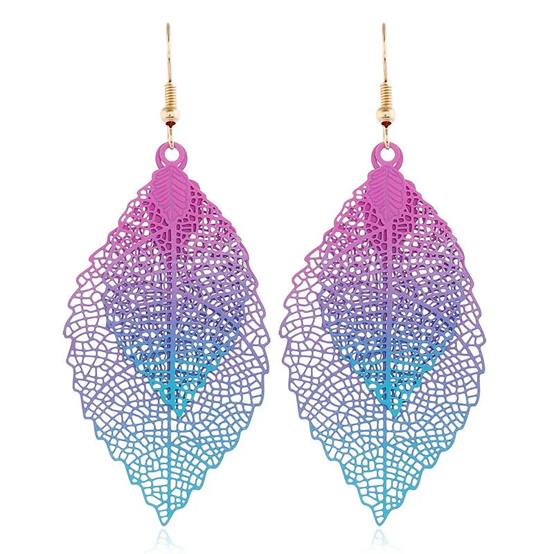 Colorful Leaf Drop Dangle Earrings for women Boho Long Vintage Hollow Earings Fashion Jewelry Pendientes Moda Para Las Mujeres dangle earrings drop earrings long earrings pendant earrings
