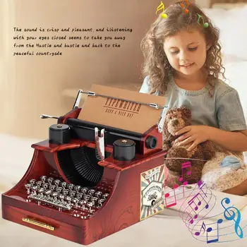 

Classic music box typewriter model antique metal music box wedding birthday gift toy decoration music box
