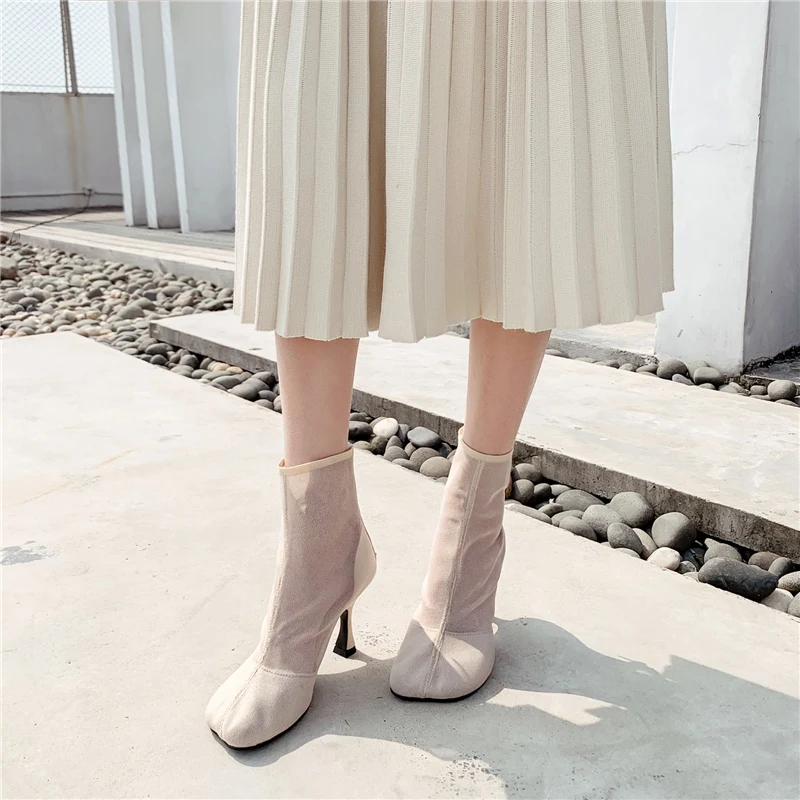 Summer Women 8.5cm High Heels Boots Sandals Female Fetish Gladiator Low Heels Mesh Shoes Lady Sexy Stripper Quality Sandals