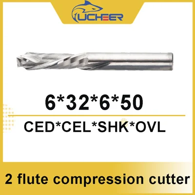 6d-32l UCHEER 2 флейты 3,175/4/5/6/8 мм сжатия фреза ЧПУ Инструмент для обработки МДФ зажим доска для деревообработки - Длина режущей кромки: 6d-32l