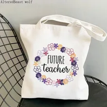 

Women Shopper bag Future teacher Printed Kawaii Bag Harajuku Shopping Canvas Shopper Bag girl handbag Tote Shoulder Lady Bag