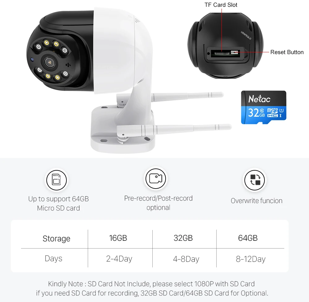 Мини Wifi 1080P PTZ беспроводная IP камера AI обнаружения человека безопасности CCTV