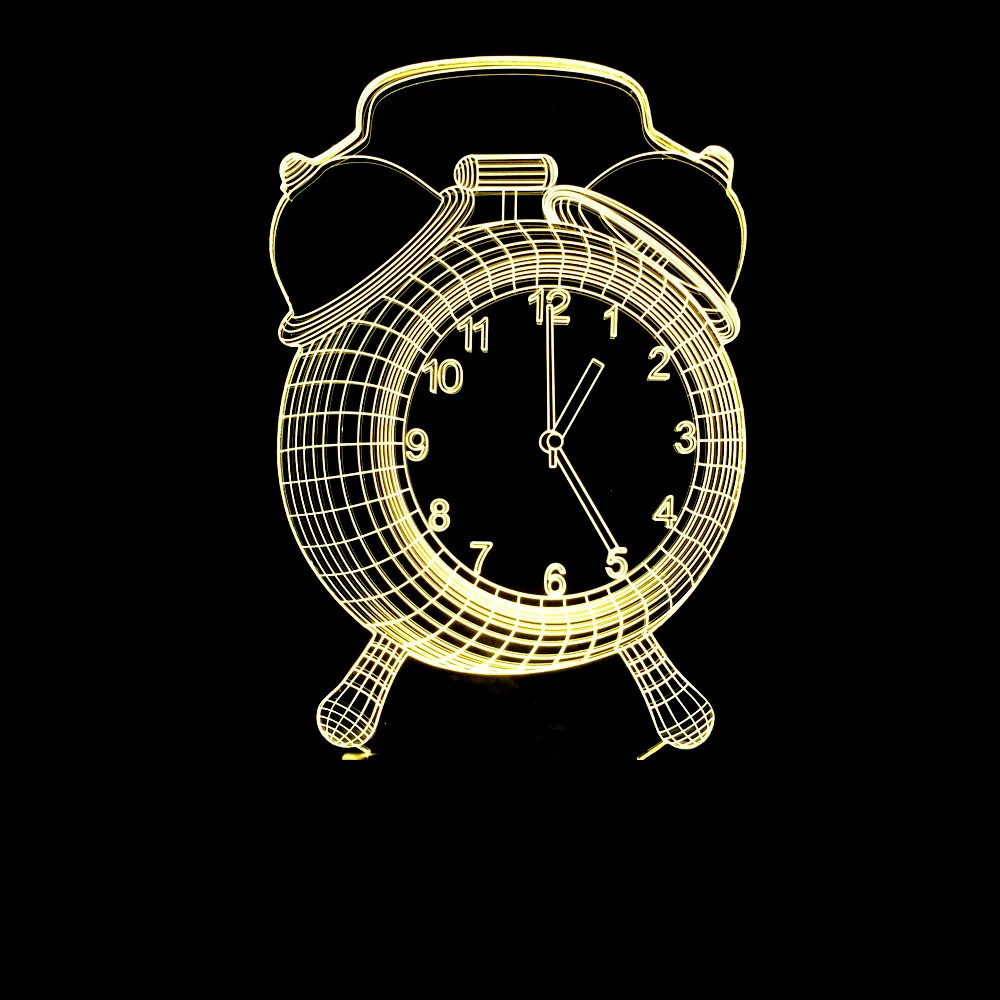 

Creative Home Furnishings Clock Colorful 3D Lamp Creative Touch Desktop Lamp Alarm Clock 3D LED Illusion Lamp