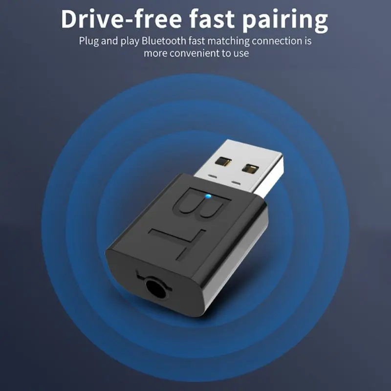 USB Bluetooth 5,0 передатчик приемник беспроводной аудио ключ AUX порт адаптер