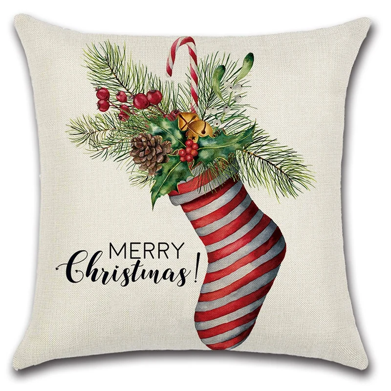 Christmas Hug Pillowcase Cushion Set Elements Bell Red Socks Garland Tree Hug Pillowcase Decorative Cushion Cover Pillowcase Hom