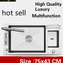 Кухонная ручная раковина одинарная мойка, многофункциональная мойка овощей, 304 нержавеющая сталь, Горячая 750x430 мм