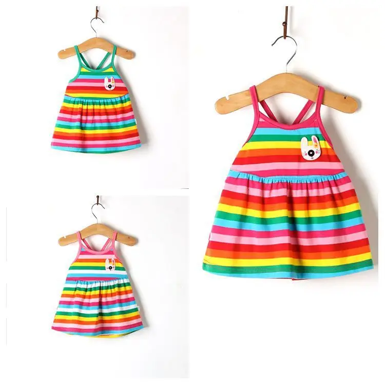 Платье для девочек новые летние Одежда для маленьких детей От 0 до 4 лет Детские хлопок Цвет Платье с бантом для маленьких девочек Костюмы
