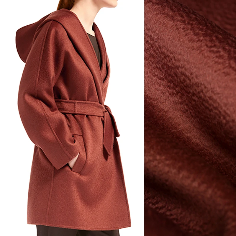 Качественное Двухслойное кашемировое шерстяное пальто с волнистой шерстью, шириной 145 см, весом 850 г/м, коричневого и красного цвета, осенне-зимнее пальто, верхняя одежда из ткани E1141