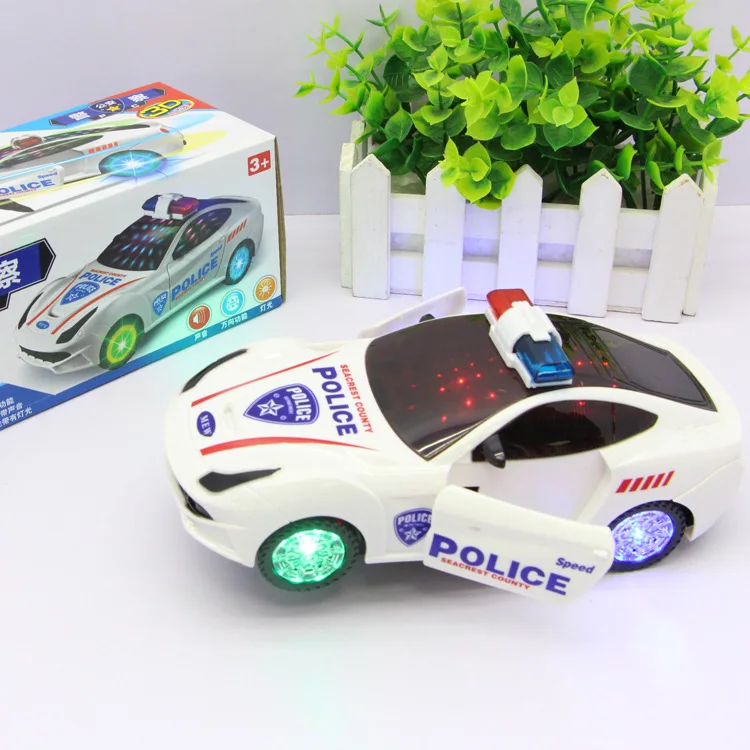 

302E Electric 3D Light Model Door Opening Police Car Children Early Childhood Educational Model E-Bike