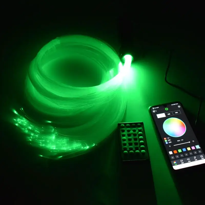 Fiber Optic Lamp LED Ambient Light Fiber Optic Ceiling Kit LED Fiber Optic Car Light DC12V 6W RGB Car Roof Star Lights RF Remote Control with PMMA Optical Fiber Cable For Ceiling Lighting