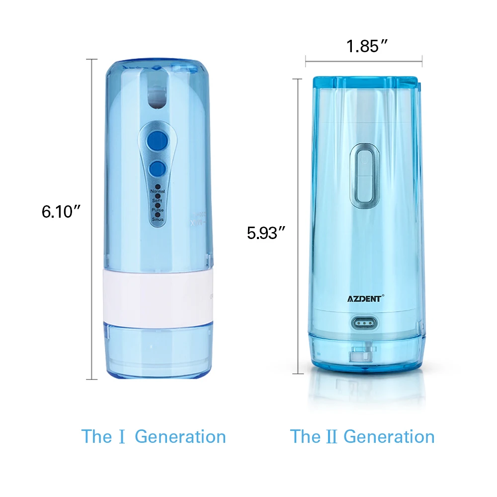 AZDENT беспроводной Оральный ирригатор портативный водный зубной Флоссер с чехол для путешествий перезаряжаемый аккумулятор 4 режима Чистка носа 5 струйных наконечников