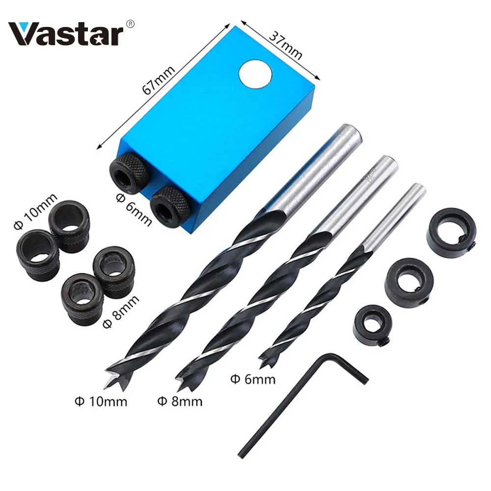 

Pocket Hole Jig Replaceable 6 8 10mm Drill Guide Magnetic Back Dowel Jig Kit Wood Drill for Wood Jointing