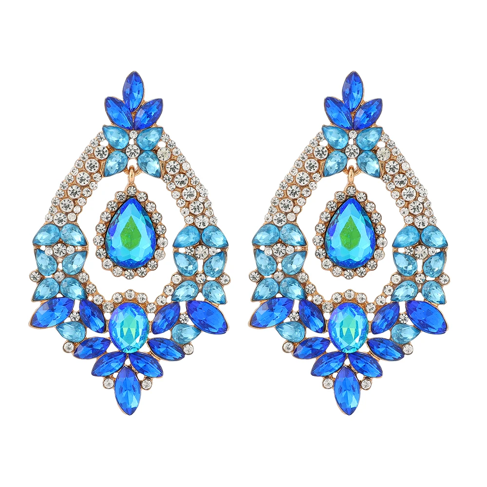 Ztech Blue Series Cute Crystal Earrings Women Popular Europe Style Korean Jewelry Geometric Christmas Gifts Wholesale Pendientes