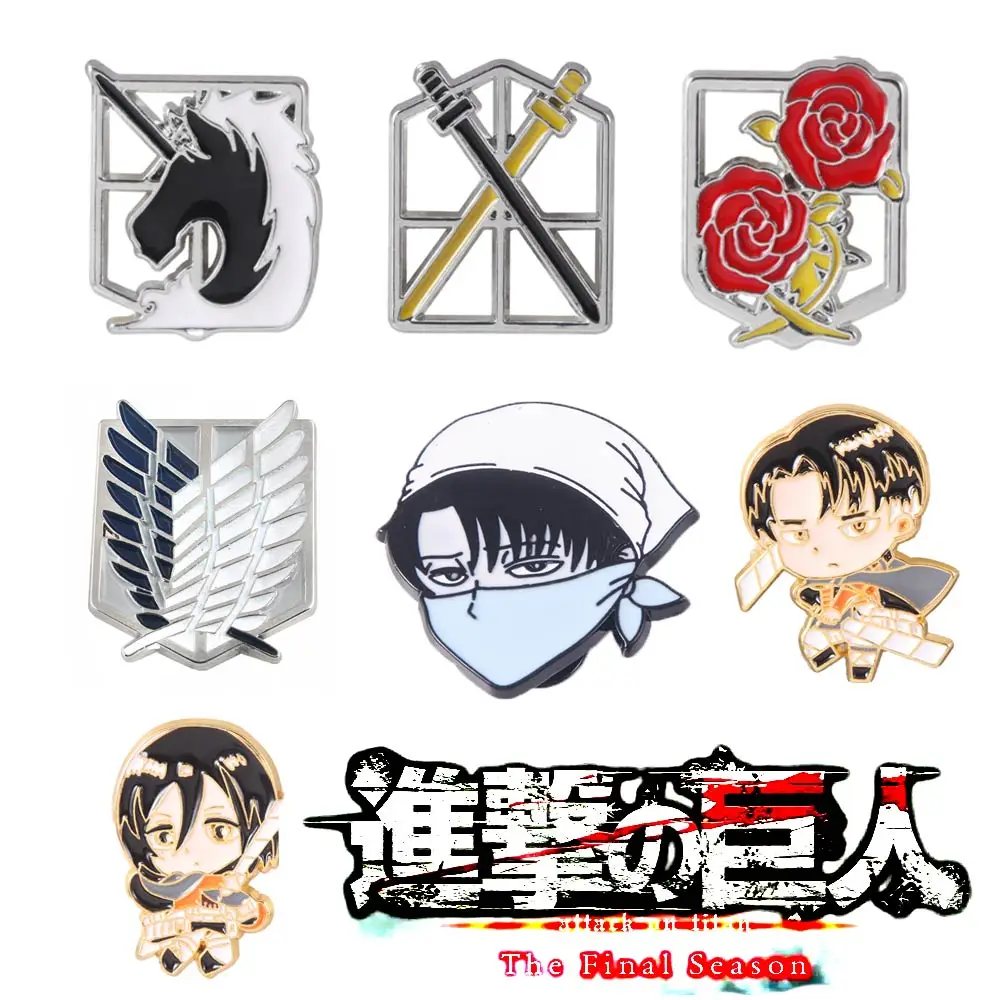 Anime Attack On Titans Esmalte Pinos Broche Kawaii Personagens Eren Yeager  Levi Ackerman Emblemas De Metal Presentes Para Fãs Acessórios - AliExpress