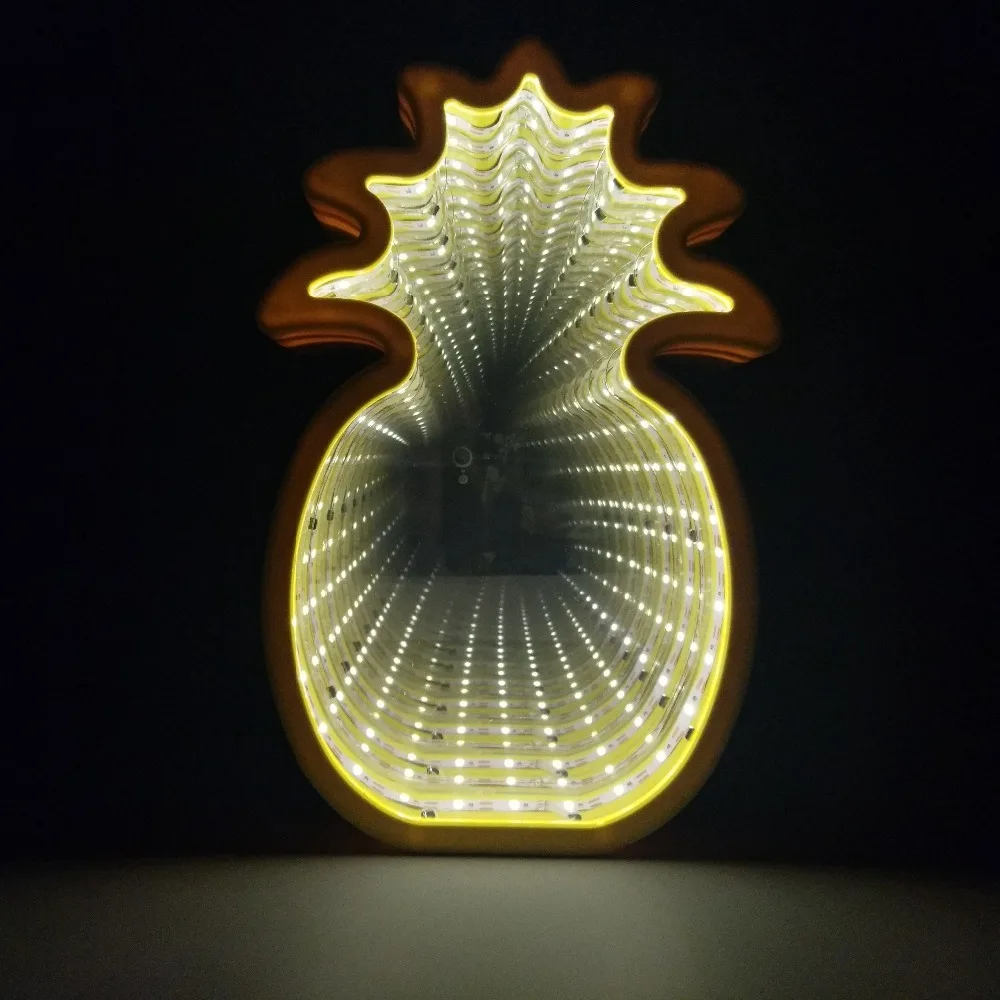 Единорог Сердце Звезда Зеркало туннель ночник AA батарея питание бесконечный туннельный эффект домашний Декор светодиодный ночник