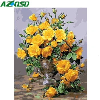 

AZQSD DIY Unframe Paint By Numbers For Adults Flower Handicraft Oil Painting By Numbers Sets Vase 40X50cm Home Decoration