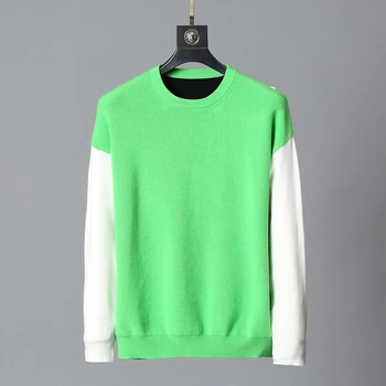 

Mens Fashion Green Autumn and Winter Print Letter Sweaters Casual Full O Neck Pullovers Tops Outwears Clothing New Style 2020