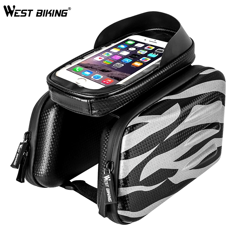 Reflective Bag West biking водонепроницаемая сумка для велосипеда рамка Передняя верхняя труба Велоспорт сумки двойной мешок 6,0 дюймов сенсорный экран со светоотражателями для велосипеда Panniers - Цвет: Reflective Bag