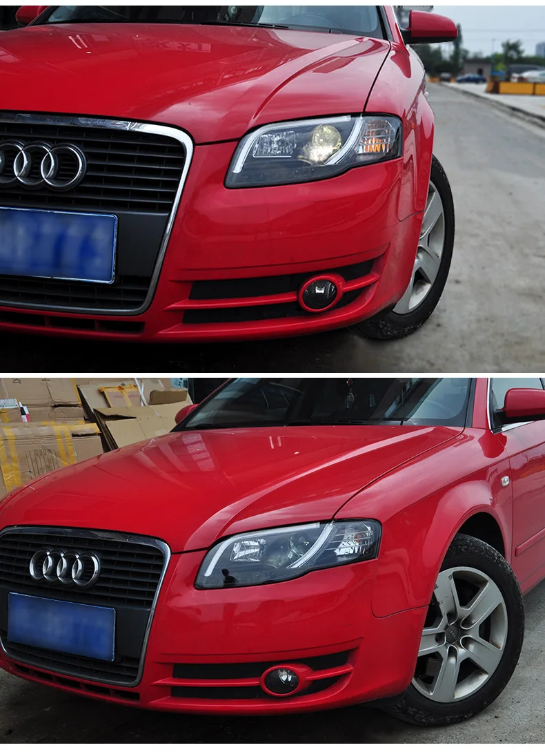 Автомобильный Стайлинг фар для AUDI A4 фары 2005-2008 для A4 головная лампа led DRL Передняя Биксеноновая линза двойной луч HID комплект
