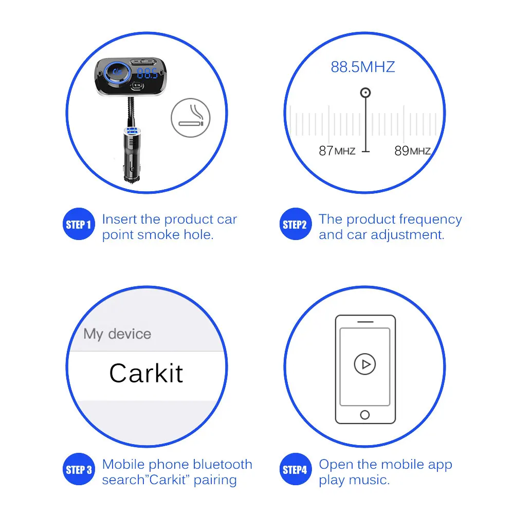 Автомобильный Bluetooth Aux адаптер Handsfree FM передатчик Hands Free carkit Hands free автомобильный комплект QC3.0 Быстрая зарядка 3,0 USB Автомобильное зарядное устройство