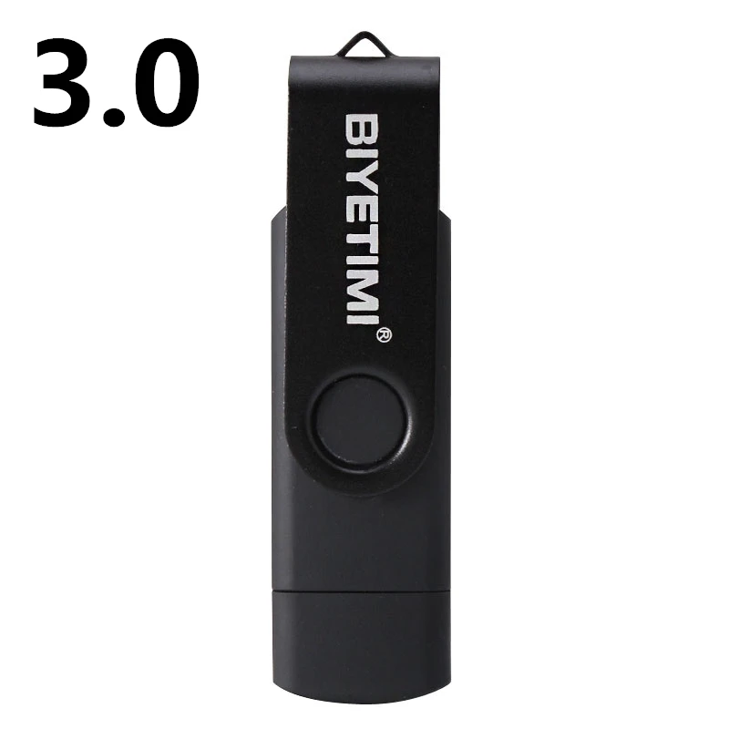 Черный Biyetimi Новое поступление 3,0 OTG флеш-накопитель usb 8 ГБ 16 ГБ 32 ГБ 64 Гб карта памяти Флешка для Android - Цвет: Черный