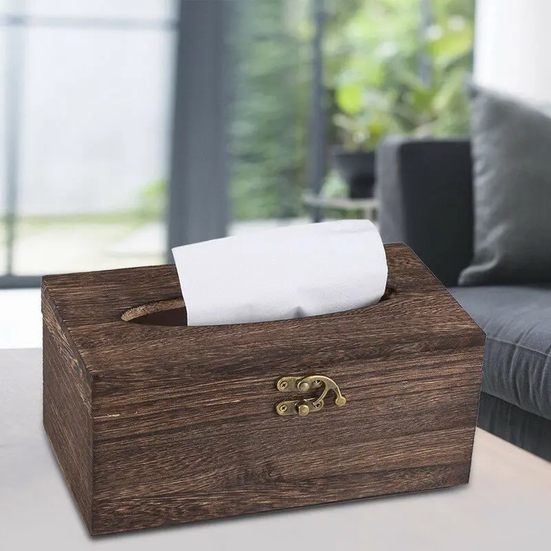 

2019 Fashion Creative Retro Wooden Tissue Box Toilet Paper Cover Case Napkin Holder Home Car Decor