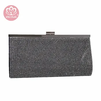 

Chi Belle ladies crystal clutch evening bag luxury square shape rhinestone small wedding box shining diamond glitter party
