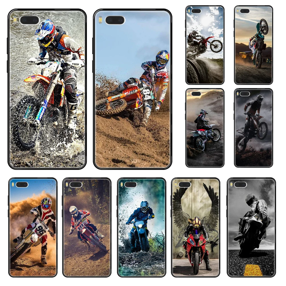 Чехол для телефона на мотоцикле Moto Cross Xiaomi Redmi Mi 3 5 6 8 9 A1 2 Max3 Mix2 X SE Lite Pro Черный