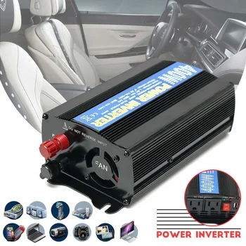 

Max 800W 12v DC vdc to 110 volt AC car truck power inverter with car charger cable + battery clip cable