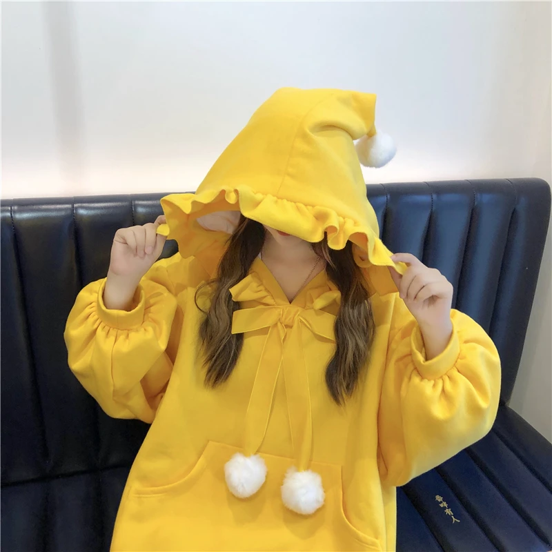 Kawaii милые женские модные брендовые топы, одноцветные пуловеры с капюшоном, Толстовка на весну, осень, зиму, женские повседневные толстовки размера плюс