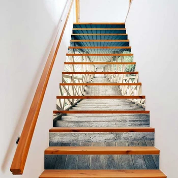 

13 Pieces / Set Of 3D Creative Stairs Stairs Stickers Self-Adhesive Plastic Detachable Diy Floor Stickers Living Room Decoration