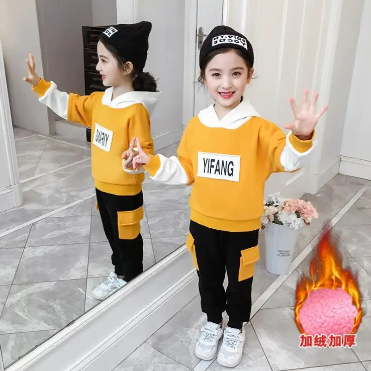 10, 11, костюмы из 2 предметов для девочек г., зимние топы с капюшоном+ штаны для детей От 4 до 14 лет модные утепленные костюмы хорошего качества для девочек, розничная