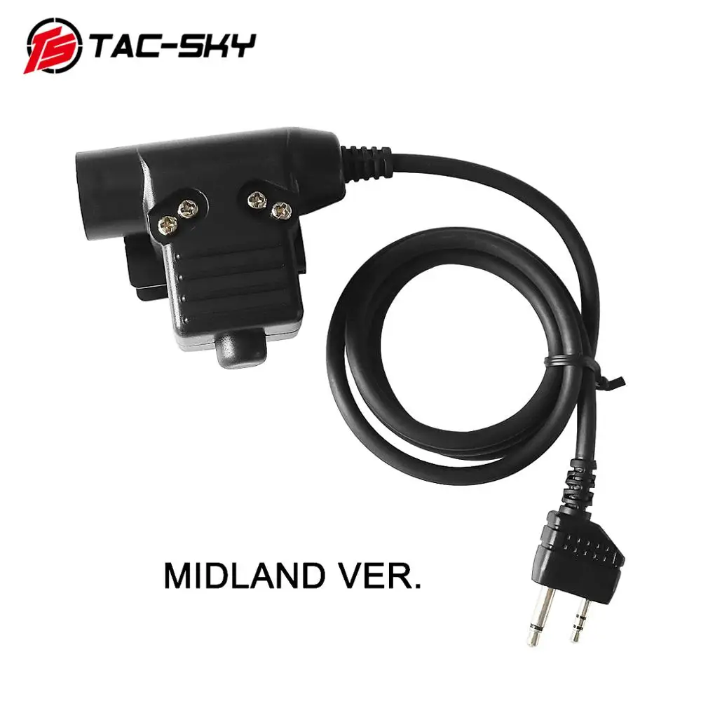 TAC-SKY U94 PTT MIDLAND VER  2-pin Plug Earphone Accessories PTT U94 Military Tactical Headset Walkie-Talkie Aadapter tactics ptt for comtac msa earmor tca tri nato plug headset for prc 148 prc 152 tactical 6 pin walkie talkie