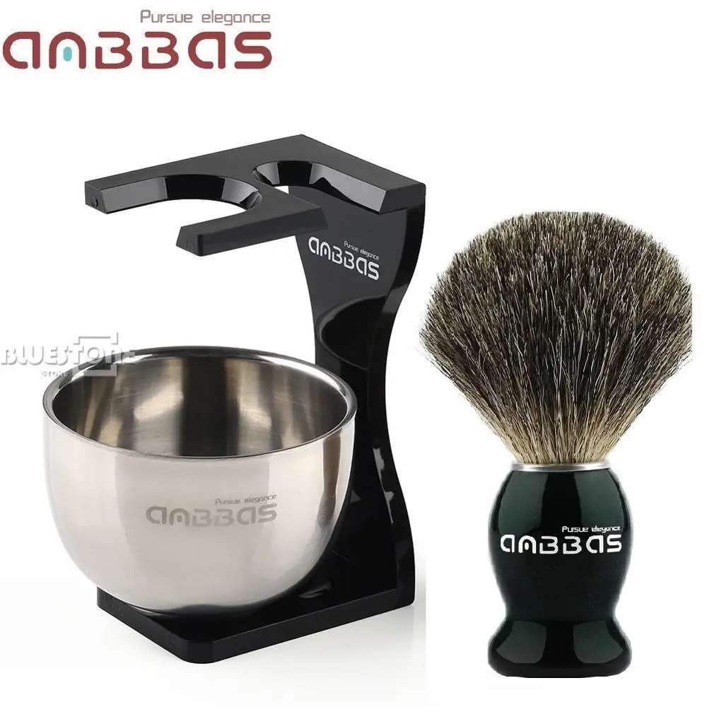 Bowl Shave-Brushes-Set Acrylic-Stand Wood-Handle Badger-Hair Anbbas 26mm Gift Stainless-Steel