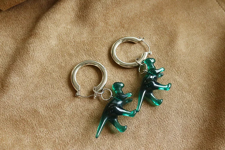 Новые серьги, серия животных Мода, человеческий мультфильм, динозавр металлическое покрытие серьги, Женские Ювелирные изделия оптом