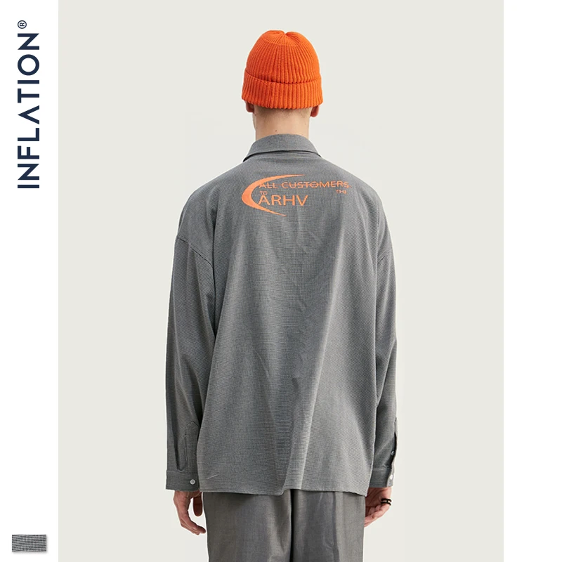 INFLAITON AW Men Button-Down Shirt Harajuku Hip Hop Long Sleeve Men Shirts Loose Fit Men Casual Shirt Brand Men Shirt 92125