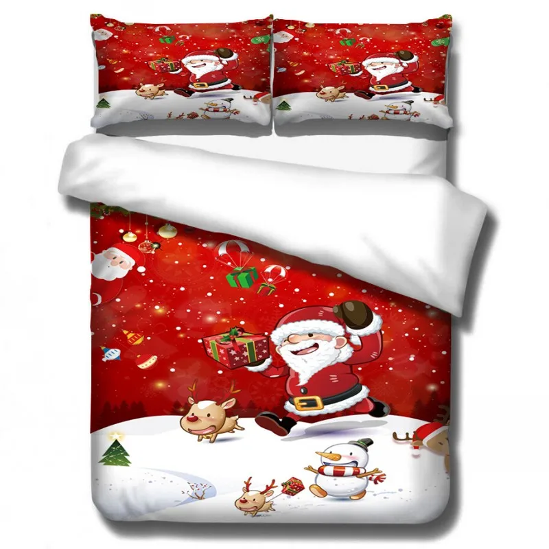 Cartoon Santa Claus Elk Bedding Sets Baby Kids Boys Girls Christmas Gift Duvet Covers Pillowcases Comforter Cover Bedclothes