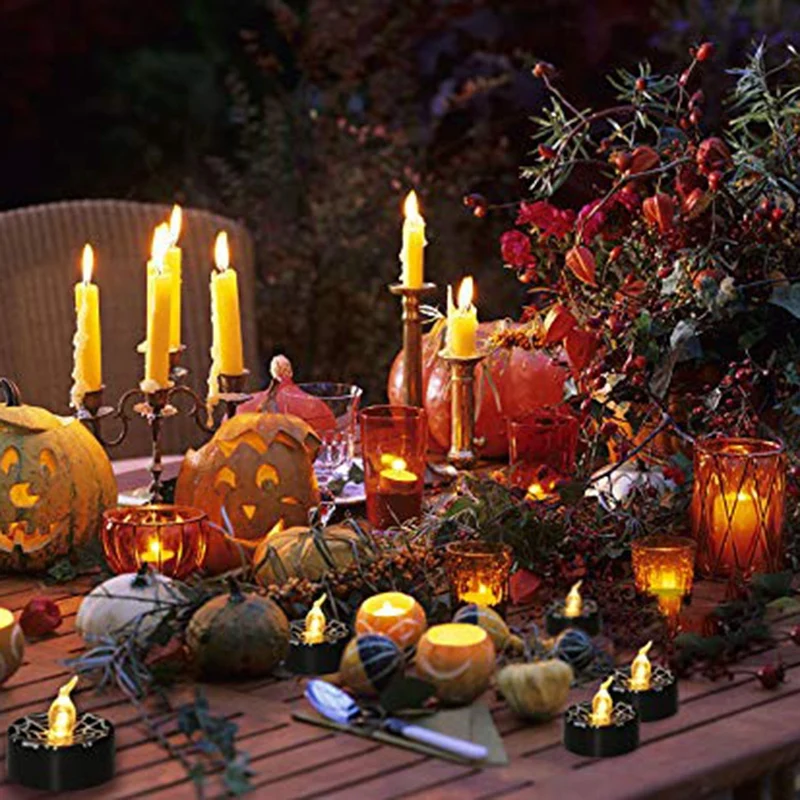 

Promotion! LED Tea Lights Candles Battery Operated Flameless LED Led Halloween Spider Web Candle Lights Flickering Warm White fo