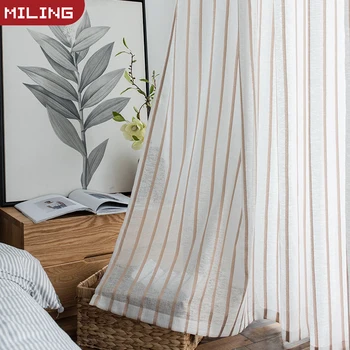 

Sheer Curtains Stripe Voile Kitchen Curtains for Bedroom Tulle for Living Room Home Tulle Curtains Decoration