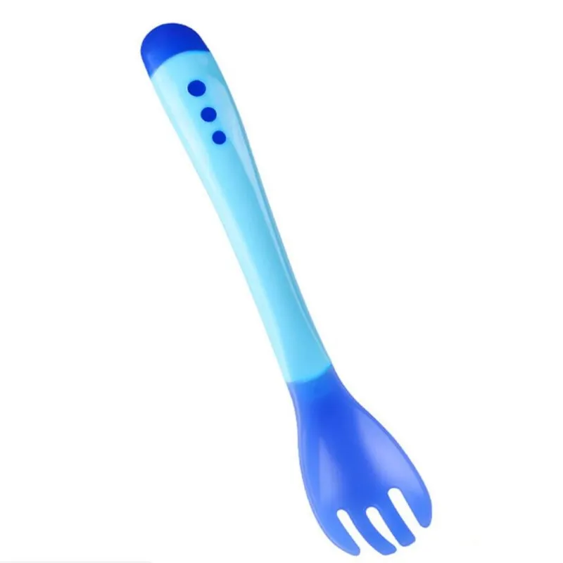 blue fork 1 шт., детская ложка с датчиком температуры, вилка, детское питание, детская ложка для кормления, детские блюда фидер, столовая посуда - Цвет: blue fork