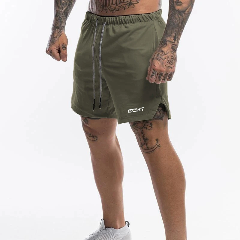 military green Мужские шорты для тренажерного зала, мужские короткие брюки, повседневные мужские шорты для бега, мужские спортивные штаны для бодибилдинга, фитнеса, мужские шорты для тренировок - Цвет: military green