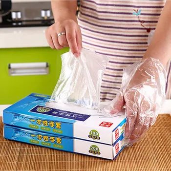 

100/200pcs Food Grade Disposable Gloves Kitchen Catering Thick Transparent Disposable Gloves Household Cleaning Gloves