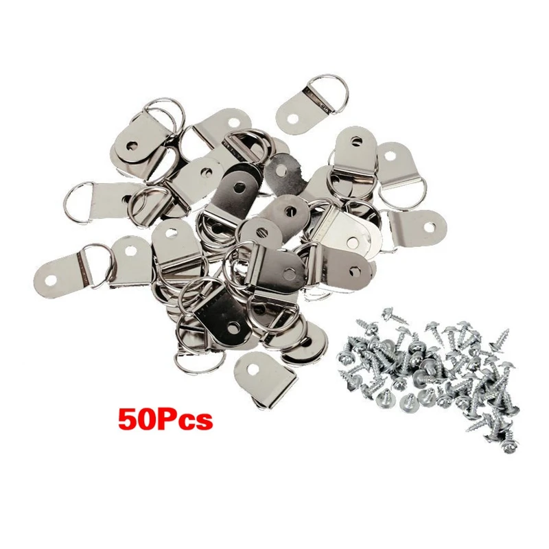 

New 50 Pcs Medium D-Ring Picture Frame Strap Hangers with Screws