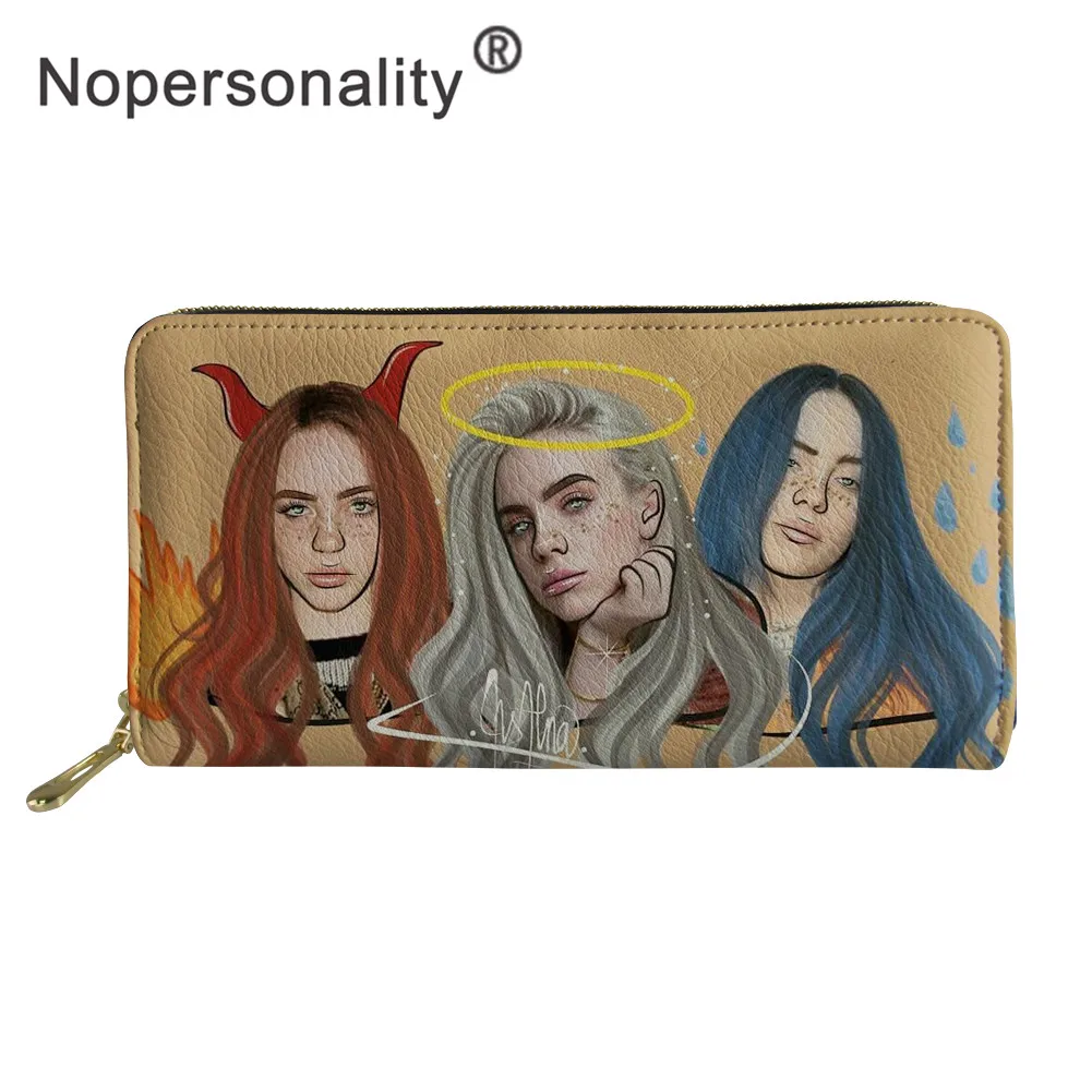 Nopersonality Billie Eilish, длинный женский кошелек с принтом, кошелек из искусственной кожи на молнии, Женский кошелек, клатч, женский кошелек, кошелек для монет - Цвет: YY2566Z21