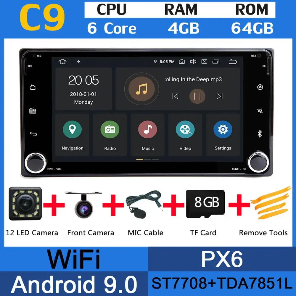 PX6 PX6 4G+64G Android 9 Car Stereo Radio GPS Auto CarPlay DSP For Toyota Crown Previa Tundra Sequoia Corolla Majority Matrix Camry - Цвет: PX6